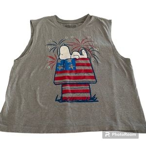 NWOT Snoopy Tank top 4 th of July Red White & Blue SZ XL
